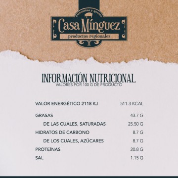 Nutricionales - chorizo picante de la casa - Casa Mínguez