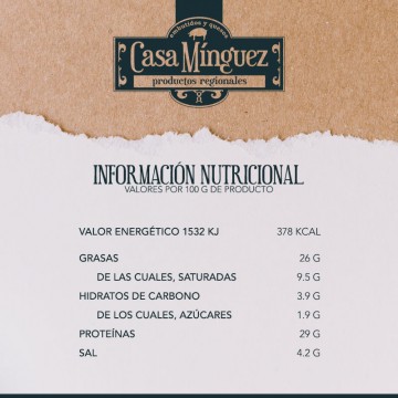 Salchichón tradicional de Montaña - Casa Mínguez - Nutricionales