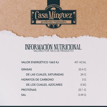 Nutricionales - Queso de oveja de Cantabria - Casa Mínguez